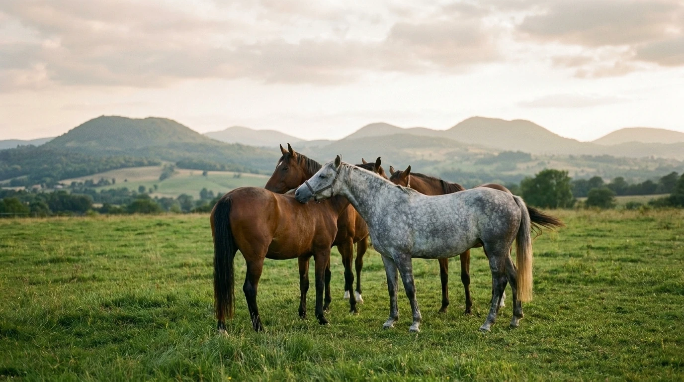 Les chevaux du Domaine d’Epona en liberté, Puy-de-Dôme